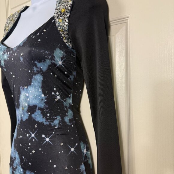 Bebe Addiction Galaxy Rhinestone Trim Mini Dress XXS BNWT - Picture 3 of 8